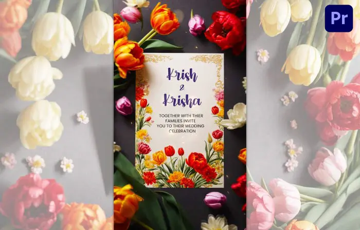 Stylish 3D Floral Wedding Invitation E-Card Instagram Story